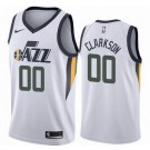 Men's Utah Jazz #00 Jordan Clarkson White Icon Heat Press Jersey