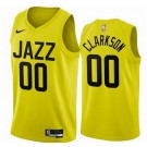 Men's Utah Jazz #00 Jordan Clarkson Yellow 2022 Icon Heat Press Jersey