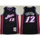 Men's Utah Jazz #12 John Stockton Black 1998 Throwback Swingman Jersey