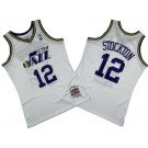 Men's Utah Jazz #12 John Stockton White 1991 Throwback Swingman Jersey