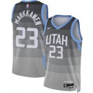 Men's Utah Jazz #23 Lauri Markkanen Gray 2025 City Heat Press Jersey