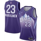 Men's Utah Jazz #23 Lauri Markkanen Purple 2024 City Heat Press Jersey