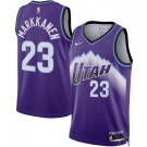 Men's Utah Jazz #23 Lauri Markkanen Purple Heat Press Jersey