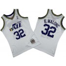Men's Utah Jazz #32 Karl Malone White 1991 Throwback Swingman Jersey