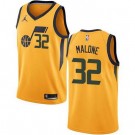 Men's Utah Jazz #32 Karl Malone Yellow Icon Hot Press Jersey