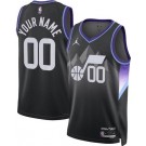 Men's Utah Jazz Custom Black Statement Heat Press Jersey