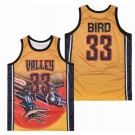 Men's Valley High School #33 Larry Bird Yellow Basketball Jersey