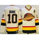 Men's Vancouver Canucks #10 Pavel Bure White Yellow Throwback Jersey