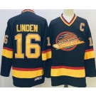 Men's Vancouver Canucks #16 Trevor Linden Black Throwback Jersey