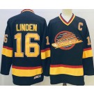 Men's Vancouver Canucks #16 Trevor Linden Black Throwback Jersey