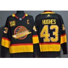 Men's Vancouver Canucks #43 Quinn Hughes Black 50th Authentic Jersey
