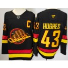 Men's Vancouver Canucks #43 Quinn Hughes Black Alternate Authentic Jersey