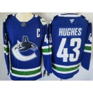 Men's Vancouver Canucks #43 Quinn Hughes Blue Authentic Jersey