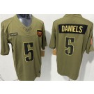Men's Washington Commanders #5 Jayden Daniels Limited Green 2025 Salute To Service Jersey