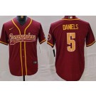 Men's Washington Commanders #5 Jayden Daniels Limited Red Fashion Baseball Jersey
