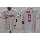 Men's Washington Commanders #5 Jayden Daniels Limited White Fashion Baseball Jersey