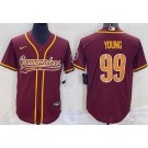 Men's Washington Commanders #99 Chase Young Limited Red Baseball Jersey