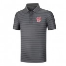 Men's Washington Nationals Anthracite Collection Striped Performance Pique Polo
