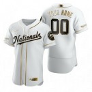 Men's Washington Nationals Customized White Gold 2020 FlexBase Jersey