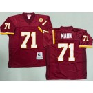 Men's Washington Redskins #71 Charles Mann Red Throwback Jersey