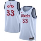 Men's Washington Wizards #33 Kyle Kuzma Light Blue 2024 City Heat Press Jersey