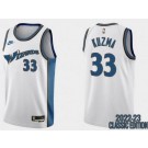 Men's Washington Wizards #33 Kyle Kuzma White 2022 Classic Icon Heat Press Jersey