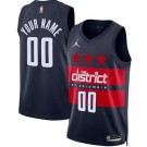 Men's Washington Wizards Custom Navy Statememt Heat Press Jersey