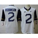 Men's West Virginia Mountaineers #2 Kenny Robinson White College Football Jersey