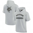Men's Wisconsin Badgers Gray Super Soft Fleece Short Sleeve Hoodie