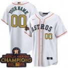 Toddler Houston Astros Customized White 2023 Gold Collection Player Number Cool Base Jersey