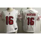 Toddler San Francisco 49ers #16 Joe Montana Game White Color Rush Jersey