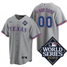 Toddler Texas Rangers Customized Gray 2023 World Series Cool Base Jersey