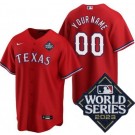 Toddler Texas Rangers Customized Red 2023 World Series Cool Base Jersey