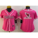 Women's Arizona Cardinals Blank Limited Pink Team Logo Baseball Jersey