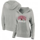 Women's Arizona Cardinals Gray Victory Script V Neck Pullover Hoodie