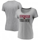 Women's Arizona Cardinals Heather Charcoal Stronger Together V Neck Printed T-Shirt 0841