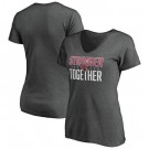 Women's Arizona Cardinals Heather Charcoal Stronger Together V Neck Printed T-Shirt 0844