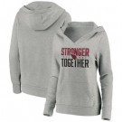 Women's Arizona Cardinals Heather Gray Stronger Together Crossover Neck Printed Pullover Hoodie 0716