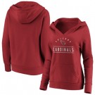 Women's Arizona Cardinals Red Iconic League Leader V Neck Pullover Hoodie