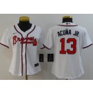 Women's Atlanta Braves #13 Ronald Acuna Jr White 2020 Cool Base Jersey