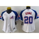 Women's Atlanta Braves #20 Marcell Ozuna White City Cool base Jersey