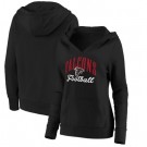 Women's Atlanta Falcons Black Victory Script V Neck Pullover Hoodie