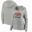 Women's Atlanta Falcons Gray Victory Script V Neck Pullover Hoodie
