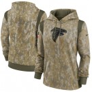 Women's Atlanta Falcons Olive 2021 Salute To Service Therma Performance Pullover Hoodie