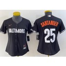 Women's Baltimore Orioles #25 Anthony Santander Black 2023 City Connect Cool Base Jersey