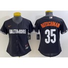 Women's Baltimore Orioles #35 Adley Rutschman Black 2023 City Connect Cool Base Jersey