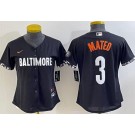 Women's Baltimore Orioles #3 Jorge Mateo Black 2023 City Connect Cool Base Jersey