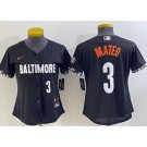 Women's Baltimore Orioles #3 Jorge Mateo Black 2023 City Connect Player Number Cool Base Jersey