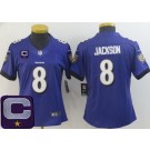 Women's Baltimore Ravens #8 Lamar Jackson Limited Purple C Patch Vapor Jersey