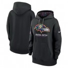 Women's Baltimore Ravens Black 2024 Crucial Catch Club Pullover Hoodie